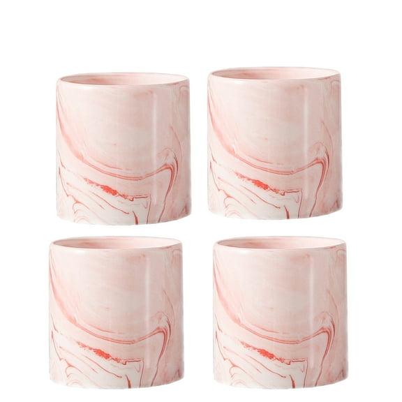 Hemoton 4Pcs Marble Vein Pattern Flowerpot Mini Planter Minimalist Desktop Flower Pot Mini Tabletop Decoration Succulent Planter 0019 Pink