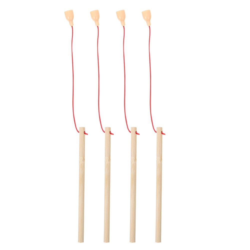 Hemoton 4Pcs Wooden Fishing Poles Fishing Rod Toys Kids