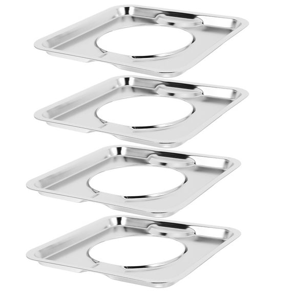 RENACLIPY 4pcs Gas Range Drip Pan Silver Stainless Steel Splatter Prevention
