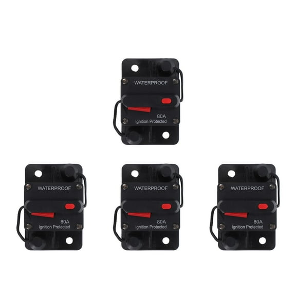 Hemoton 4pcs 80 Amp Circuit Breaker, Trolling Motor Auto Car Marine Bike Stereo Audio Inline Fuse Inverter with Manual Reset 12V~ 36V ( 80A )