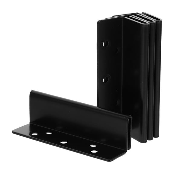 Hemoton 4pcs Bed Frame Rail Fasteners Heavy Duty Bed Rail Attachment Hardware Iron Bed Post Connectors Black Bed Rail Support Brackets for Wooden Bed Headboard