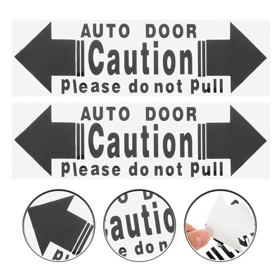 Hemoton 4-Pack Safety Warning Stickers for Automatic Doors, Please Do Not Pull or , Adhesive Vinyl Decals for Caution