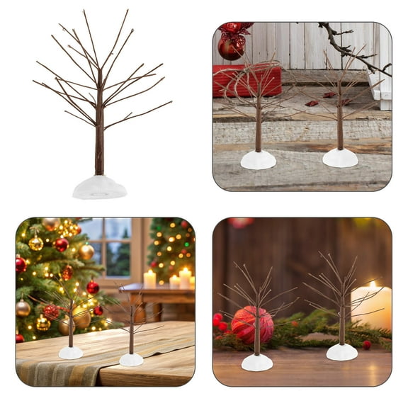 Hemoton Set of 4 Miniature Christmas Wire Trees for Crafts, Holiday Decorations, Tabletop Centerpieces, Mini Sisal Snow Frost Village Display