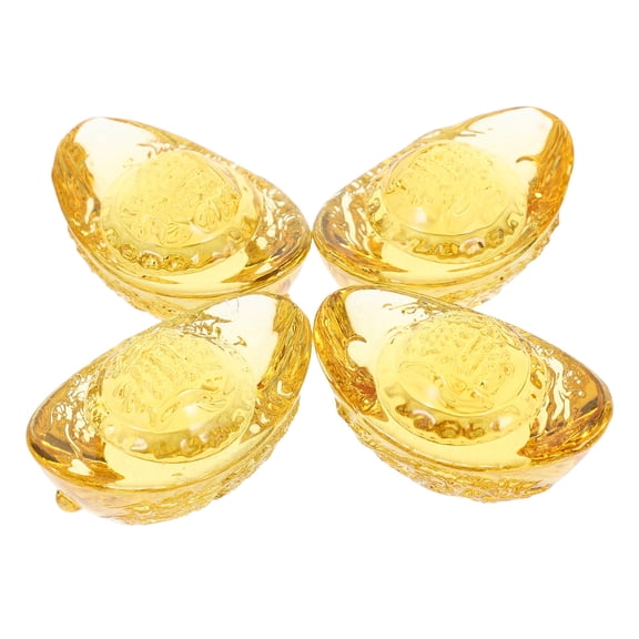 RENACLIPY 4Pcs Crystal Bao Decorations Golden Shui Figurines for Table and Shelf