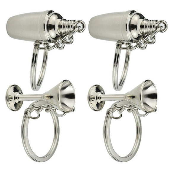 HEMOTON Elegant Silver Shaker Goblet Keychain Set 4pcs Metal Purse Charms for Handbags Portable Key Ring