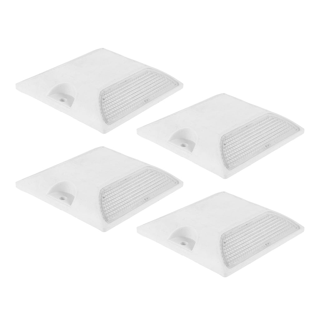 Hemoton 4pcs Driveway Reflectors White Driveway Markers Reflective Road Sign Markers for Speed Bumps, Crosswalks, Highways, Driveways and Garages