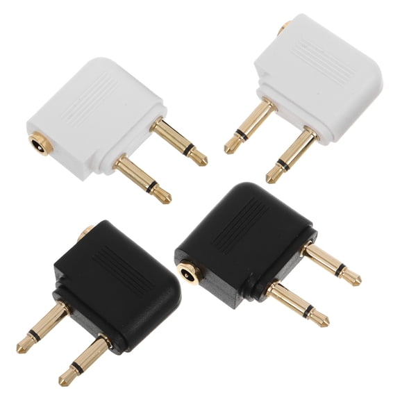 Hemoton 4pcs Flight Headphone Adapter Gold Plated Airplane Headphone Adapter 3.5mm Audio Jack Converter Airline Headphone Adapter Travel Dual Headphone Adapter