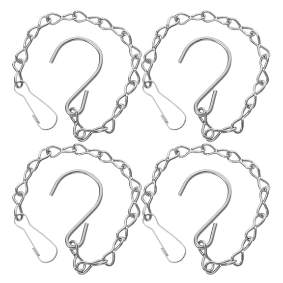 Hemoton 4-Pack Stainless Steel Hanging Basket Chains with S Hooks for Plants, Flowerpots, Lanterns, and Decorative Ornaments
