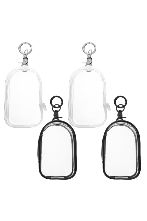 Clear Display Bag for Mini Figures Assorted Color 4pcs Plastic Doll Hanging Keychain for Daily Use