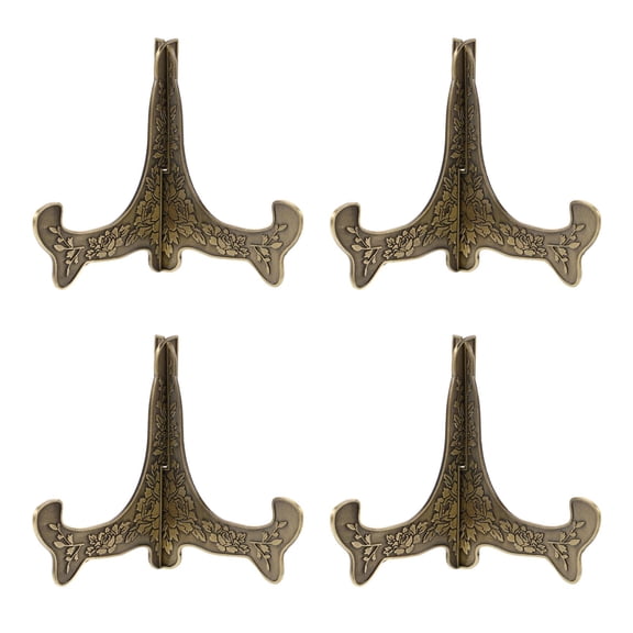 Hemoton 4pcs Plate Stand for Desktop Medal Storage Holder Stable Base Plate Display Stand Metal Plate Holder