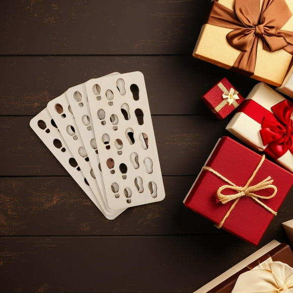 Hemoton 4pcs Santa Boot Footprint Stencils for Painting Creative Holiday Decor on Wooden Surfaces Multi