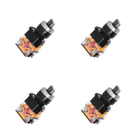 Hemoton 4pcs Self Locking Rotary 2-Position Selector Switch with Knob Maintained Latching Electrical Equipment Changeover AC0-AC440V Selector Switch