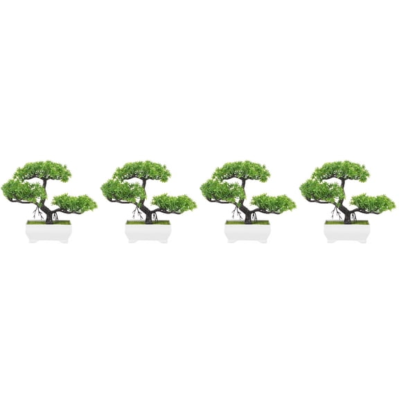 Hemoton 4pcs Simulation Tree Craft Indoor Bonsai Decor Desktop Fake Pine Tree Ornament Artificial Potted Plant Decor