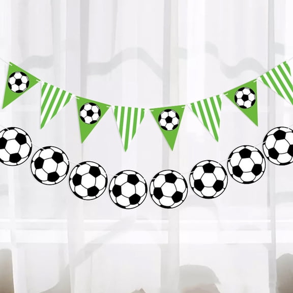 Hemoton 4pcs Soccer Pennant Banner Soccer Party Decorations Triangle Football Flags For Birthday Sports Events Wall Hanging