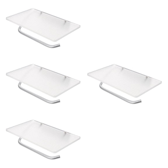 Hemoton 4pcs Wall-mounted Toilet Paper Holder Bathroom Tissue Storage Rack for Roll Paper With Storage Shelf