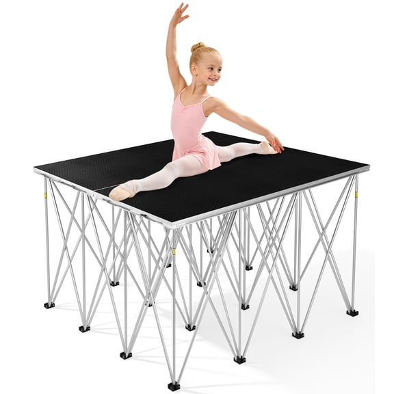 Hemoton Folding Stage Platform, Black, No Tools Needed, Ideal for Concerts and Events, Outdoor