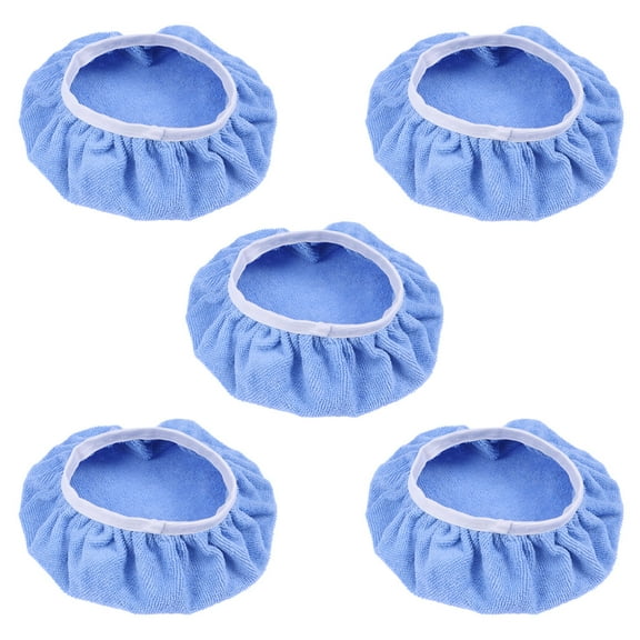 Hemoton 5 PCS Car Polishing Waxing Microfiber Bonnets Pads - 9-10 inch (Blue)