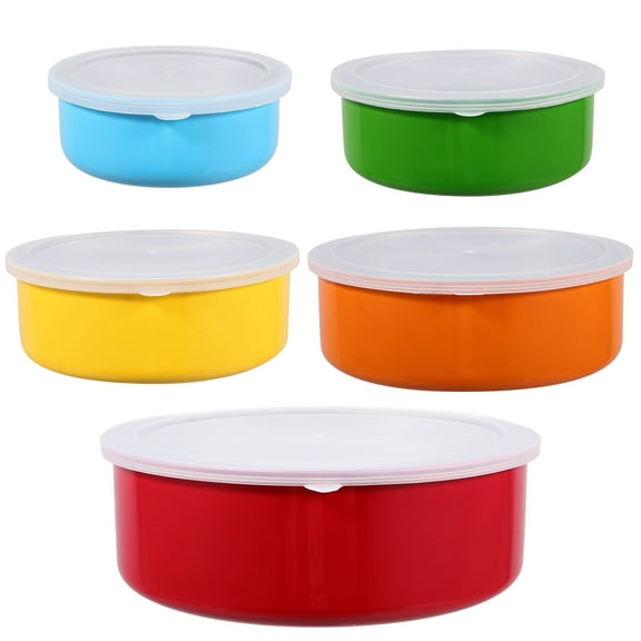 Hemoton  5 Pcs Food Storage Bowl Stainless Steel Containers With Lids Snack Small Veggie
