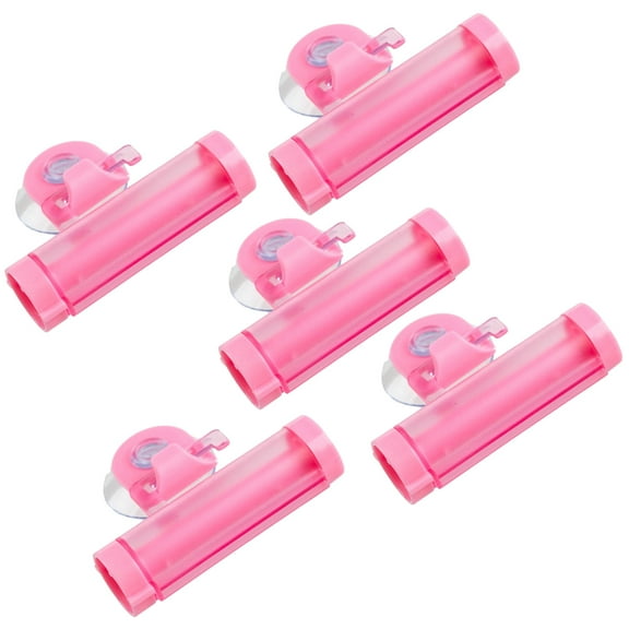 HEMOTON Pink Plastic Toothpaste Squeezer for Efficient Tube Extraction Saves Waste Ideal for Bathroom Organization 5Pcs