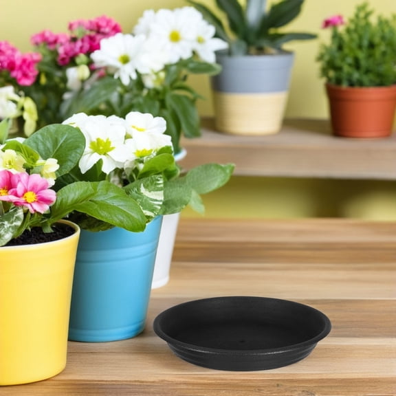 Hemoton 5 Pcs Round Planter Plastic Saucer Pot Trays for Plants Plates Pots Black