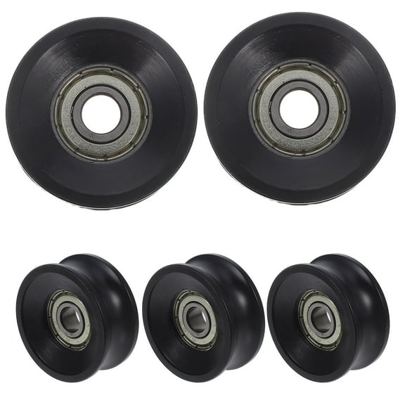 Hemoton 5 Pcs U Type Groove Pulley Nylon Pulley Rolling Bearing Roller Guide U Groove Wheel For Doors Windows Driving Mechanical Equipment Black