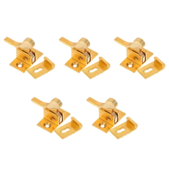 UPGRATOR 5 Sets Brass Window Latches Retro Style Security Buckles Cabinet Door Elbow Hardware Parts Anti-Theft Locks