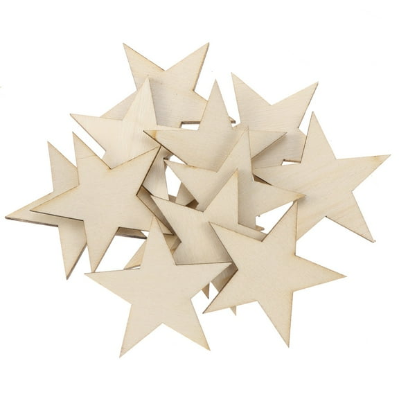 Hemoton 50 Pcs Unfinished Star Shape Wood Cutouts 40mm Wooden Slices for Arts Crafts Ornaments Decorations