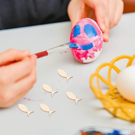 HEMOTON Creative DIY Unfinished Wooden Fish Shapes for Crafting Projects Beige Color Ample Supply 50 Pieces