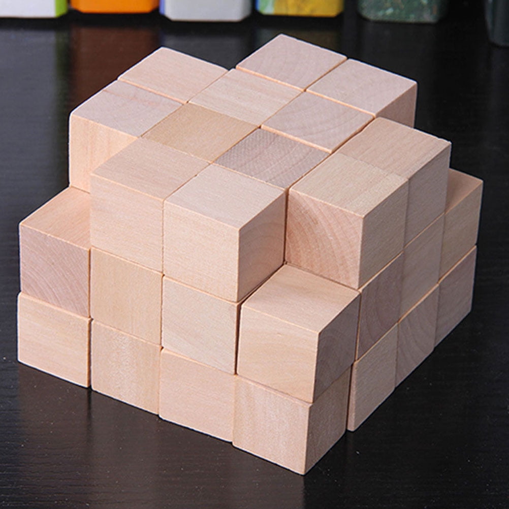 Hemoton 50pcs Blank Wooden Blocks For For Baby Shower Games Farmhouse Decor Math Counting And Pretend Play Unfinished Wood Cubes