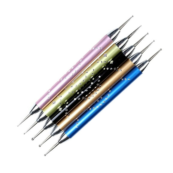 Hemoton 5PCS Fondant Shaping Dotting Tool Set Embossing Stylus with Double End Tracing Carving Pens for Cake DIY Baking (Random Color)