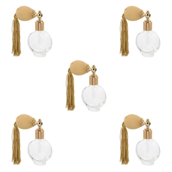 Hemoton 5pcs Clear Crystal Vintage Perfume Bottle Glass Perfume Spray Bottle Empty Powder Bottle Airless Pump Sprayer Atomizer Lady Makeup Tool