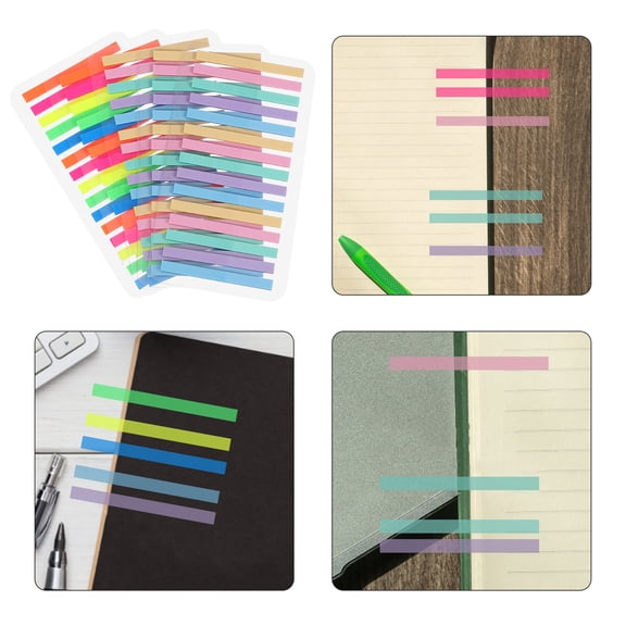 Hemoton 5pcs Clear Index Tabs Self-Stick Fluorescent Sticky Notepads Thin Highlight Marker Tabs Transparent Text Tabs Fine Line Sticky Notepads