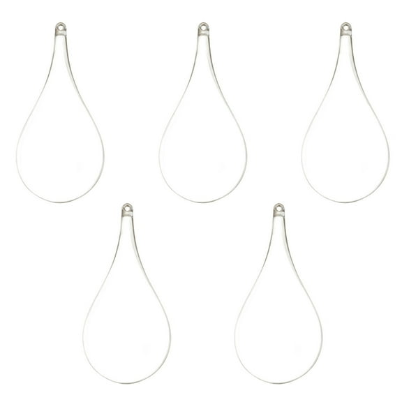 Hytrove See Through Ornaments Clear Plastic Balls Drop Shaped Silver 5Pcs 4.3X2.1X2.1In