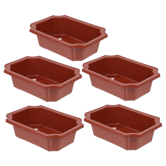 Hytrove Decorative Flower Pots, Dark Red Plastic, Space-Saving for Home Gardening, 5Pcs