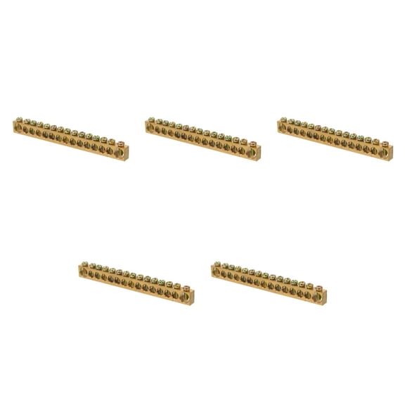 Hemoton 5pcs Ground Terminal Bar Terminal Block Bar 15-Holes Bar Ground Distribution Block Battery Terminal Distribution Block Bar Terminal Block Copper Terminal Block