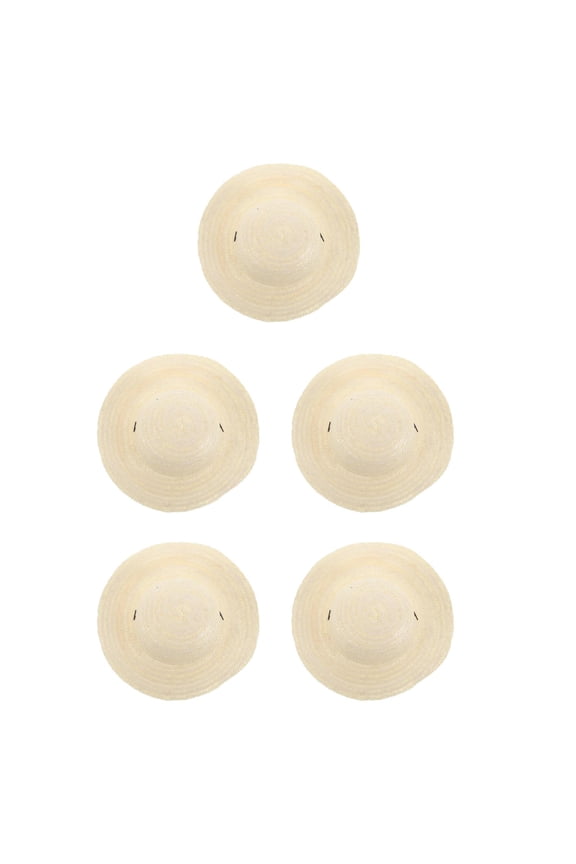 5pcs Kids Sun Hat For Beach Diy Wheat For Girls And Boys Diy Craft Supplies Sun Protection For Children Multi-Functional Blank Graffiti Hat