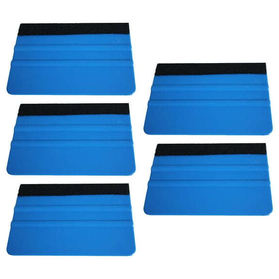 Hemoton 5pcs Plastic Felt Squeegee Auto Car Window Film Decal Scraper Applying Tool Car Gadget for Car Auto Automobile (Blue)