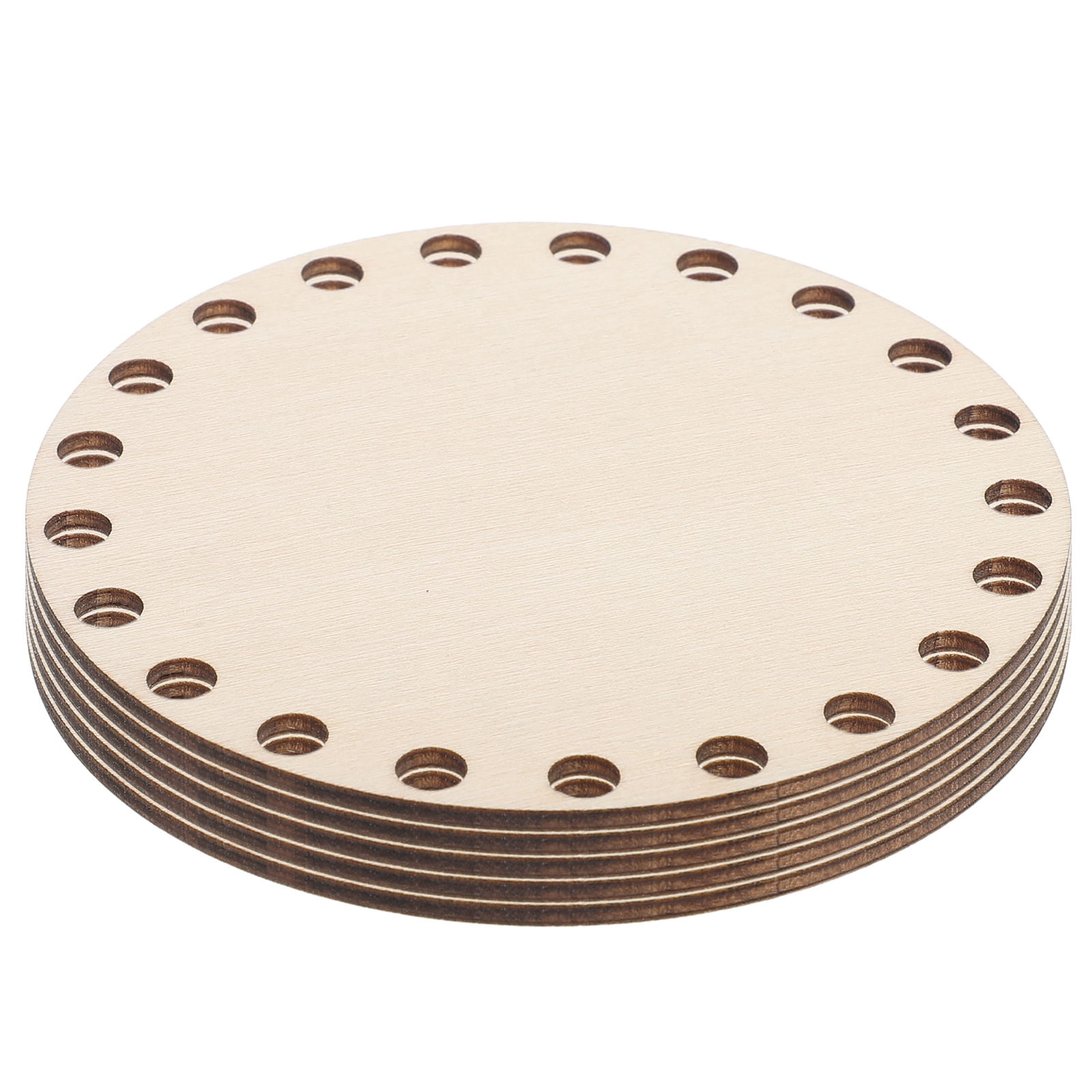 PATIKIL 6-Pack Crochet Basket Bottom - 4 Inch Diameter Round Wooden Base For DIY Craft, Knitting, Weaving Supplies