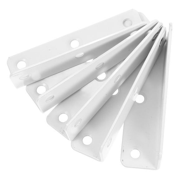 Hemoton 5pcs Stainless Steel Right Angle Bracket Heavy Duty Corner Brace For Wood 90 Degree Metal Shelf Support L Shape Bracket For Furniture Garden Bed Gate Elevator White