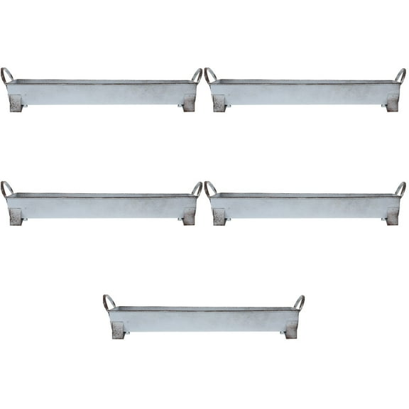 Hemoton 5pcs Window Flower Box Decorative Rustic Planter Galvanized Metal Vintage Pot for Farmhouse Kitchen Windowsill Garden Desktop Organizer Grey