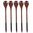 thumbnail image 1 of Hemoton 5pcs Wooden Spoons with Tied Thread Honey Stirring Spoon Round Long Handle Spoons Tableware (Brown, Black Thread), 1 of 6