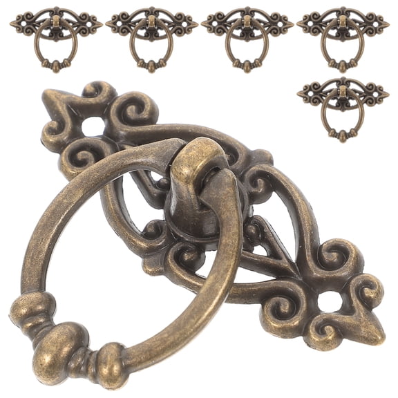 Hemoton 6-Pack Vintage Style Alloy Wardrobe Door Handles and Drawer Pull Knobs for Cabinets and Furniture