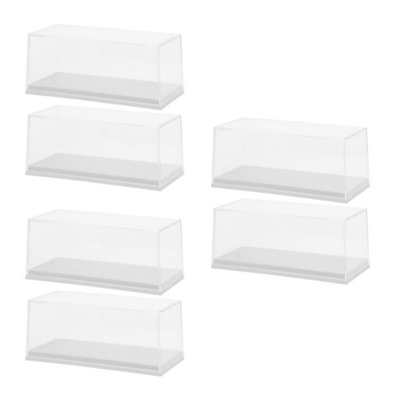 Hemoton 6 PCS Clear Acrylic Display Case with Base for 1 64 Vehicle Model Showcase Display Box for Toy Model Cars