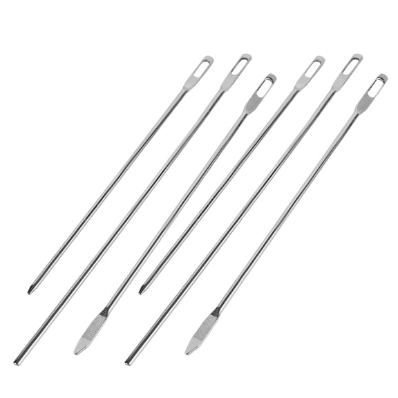 Hemoton  6 Pcs Big Eye Knitting Needles Drawstring Puller Tool Silver
