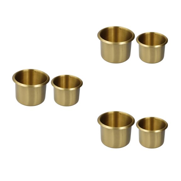 Hemoton 6 Pcs Cup Holder Metal Recessed -Handles Replacement Insert Table Cup Holder Insert For Boat Rv Car Trucks Sofa Game Table