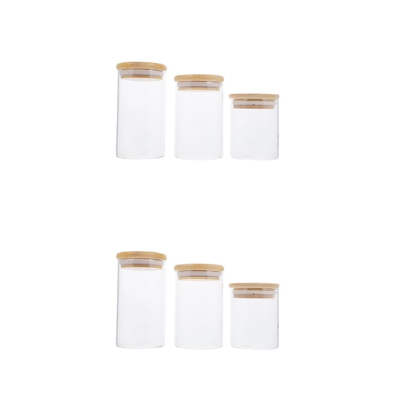 Hemoton 6 Pcs  Household Food Serving Container Versatile Storage Glass Bottle with Lid