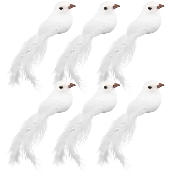 Hemoton  6 Pcs Lifelike Simulated Birds Butterfly Cake Decorations Wreath Ornament Child White