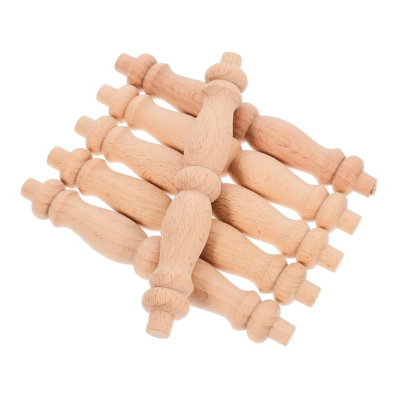 Hemoton 6 Pcs Wooden Spindles for Deck Railing Staircase Indoor Khaki