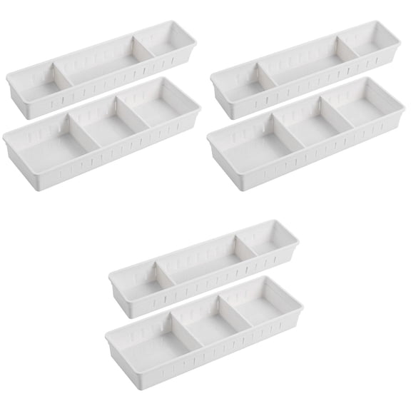 SOPOTUTU Drawer Organizer White Plastic Storage Containers for Cosmetics and Daily Necessities 6Pcs