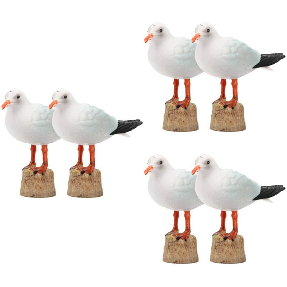 Hemoton 6 pcs Seagull Figurine Seagull Bird Statue Home Desktop Adornment Garden Decoration
